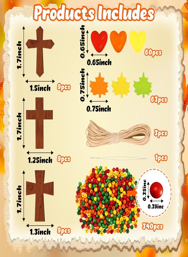 Eternity sky 27Pcs Fall Crafts for Kids - Thanksgiving DIY Religious Wooden Cross Beads Christian Necklace Kit for Autumn Sunday School Classroom Supplies - Image 3